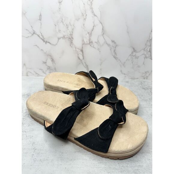 Jack Rogers Sandals Womens Size 9 Black Leather Monica Knot Open Toe Platform - Picture 2 of 12